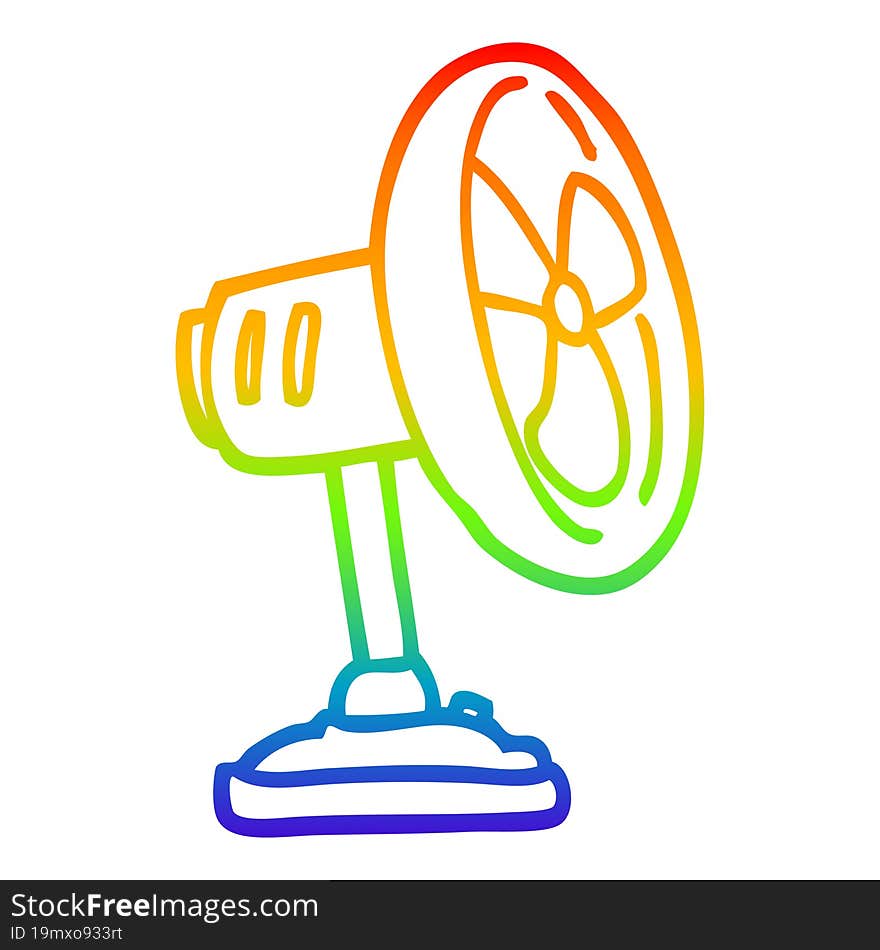 Rainbow Gradient Line Drawing Cartoon Desktop Fan