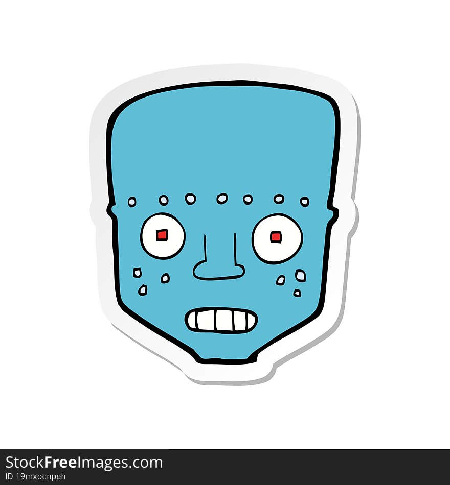 sticker of a cartoon robot head