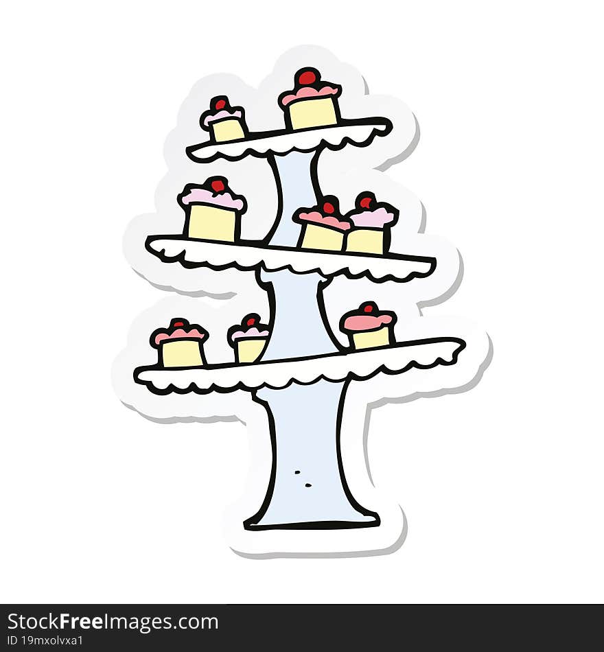 Sticker Of A Cartoon Cake Stand