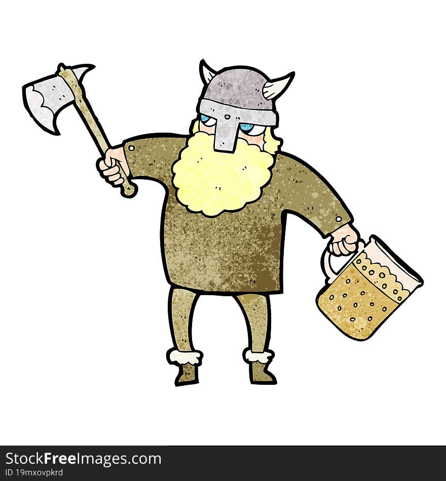 freehand textured cartoon drunk viking