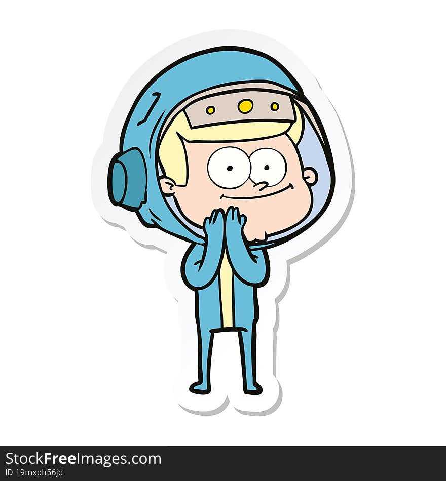 sticker of a happy astronaut cartoon