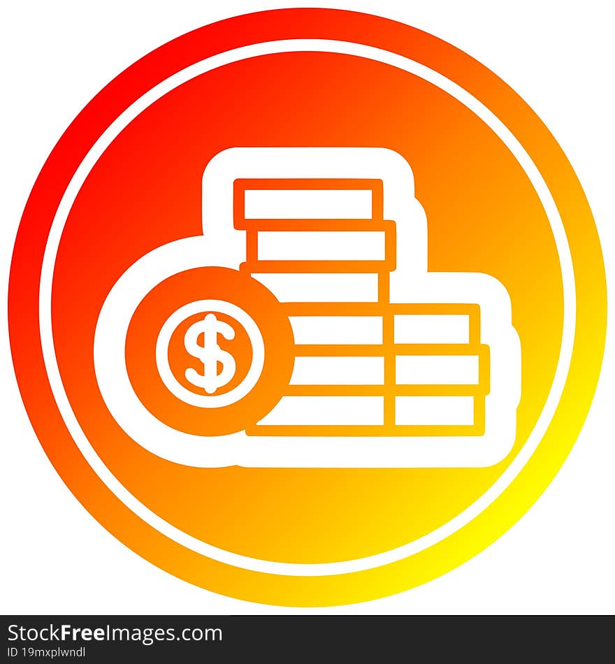 stacked money circular in hot gradient spectrum