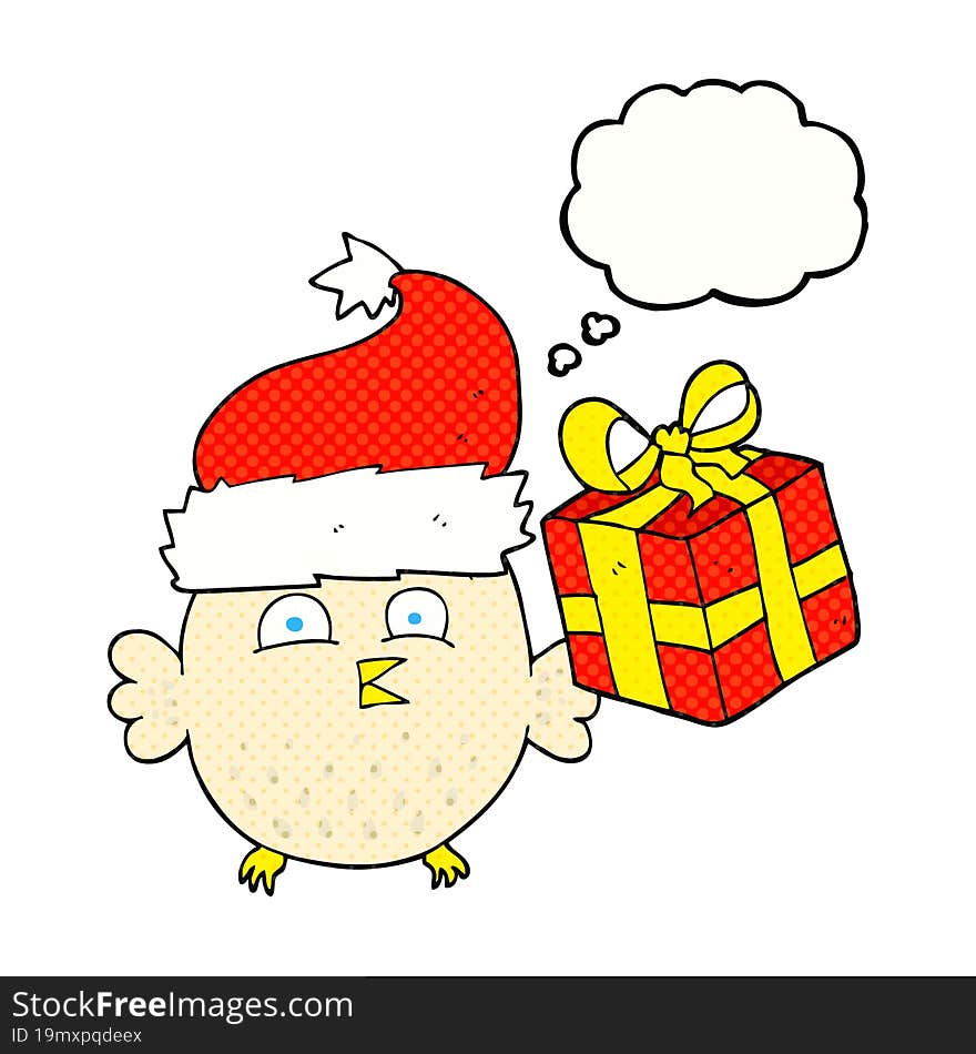 thought bubble cartoon  christmas owl