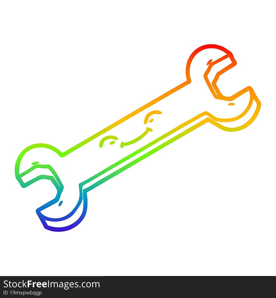 rainbow gradient line drawing cartoon spanner