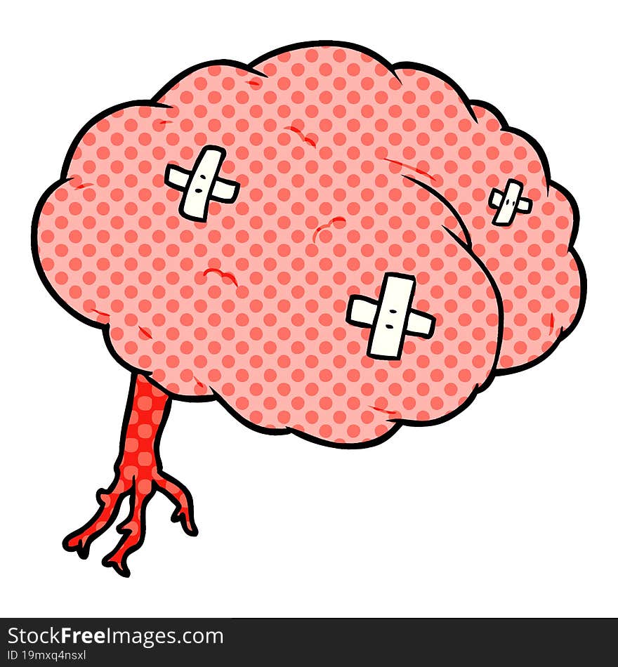 cartoon injured brain. cartoon injured brain