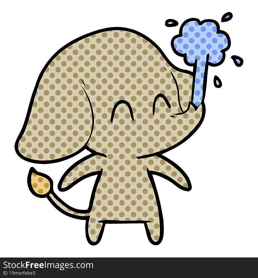 cute cartoon elephant spouting water. cute cartoon elephant spouting water