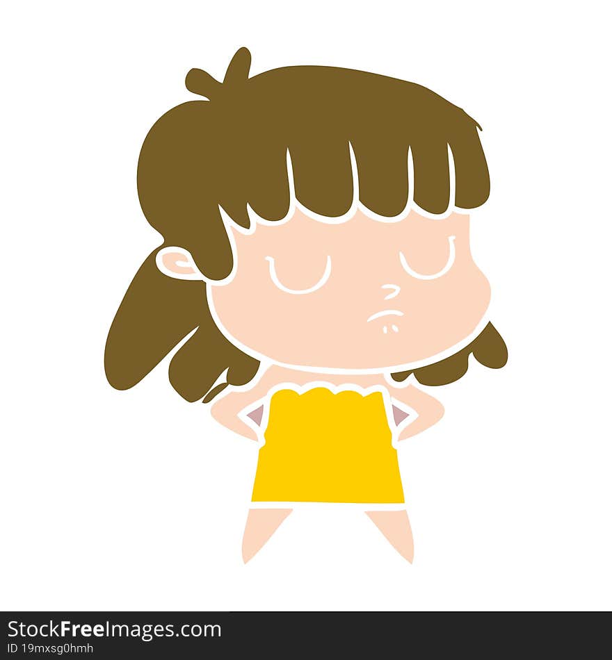 flat color style cartoon indifferent woman