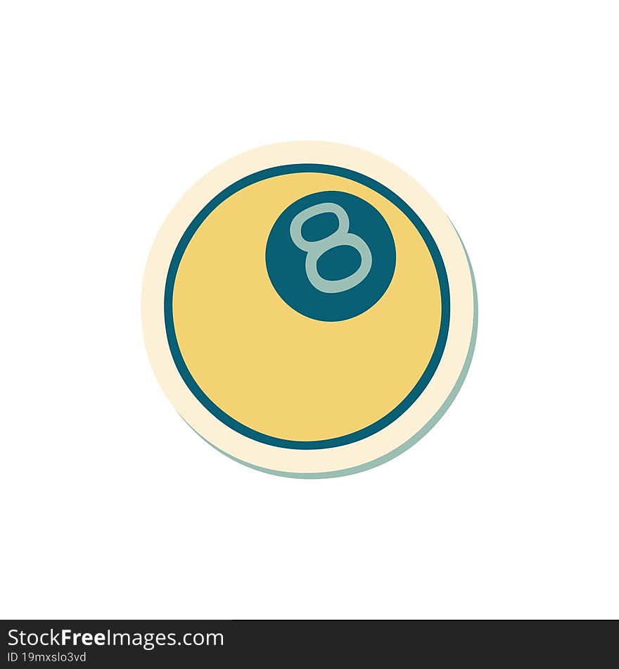 tattoo style sticker of a 8 ball