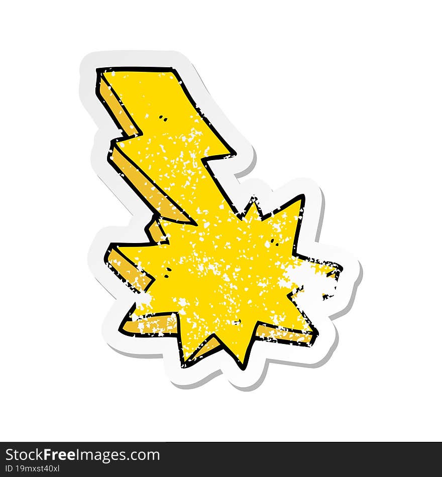 distressed sticker of a cartoon lightning strike