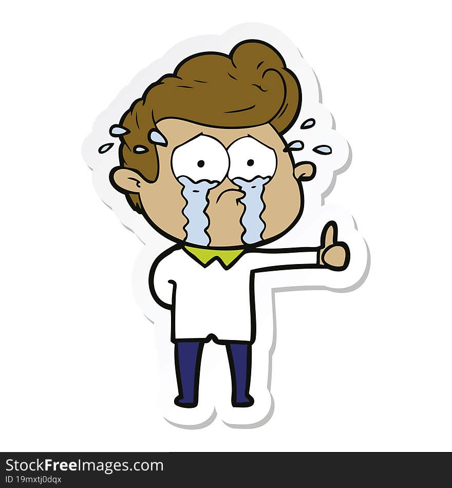 Sticker Of A Cartoon Crying Man