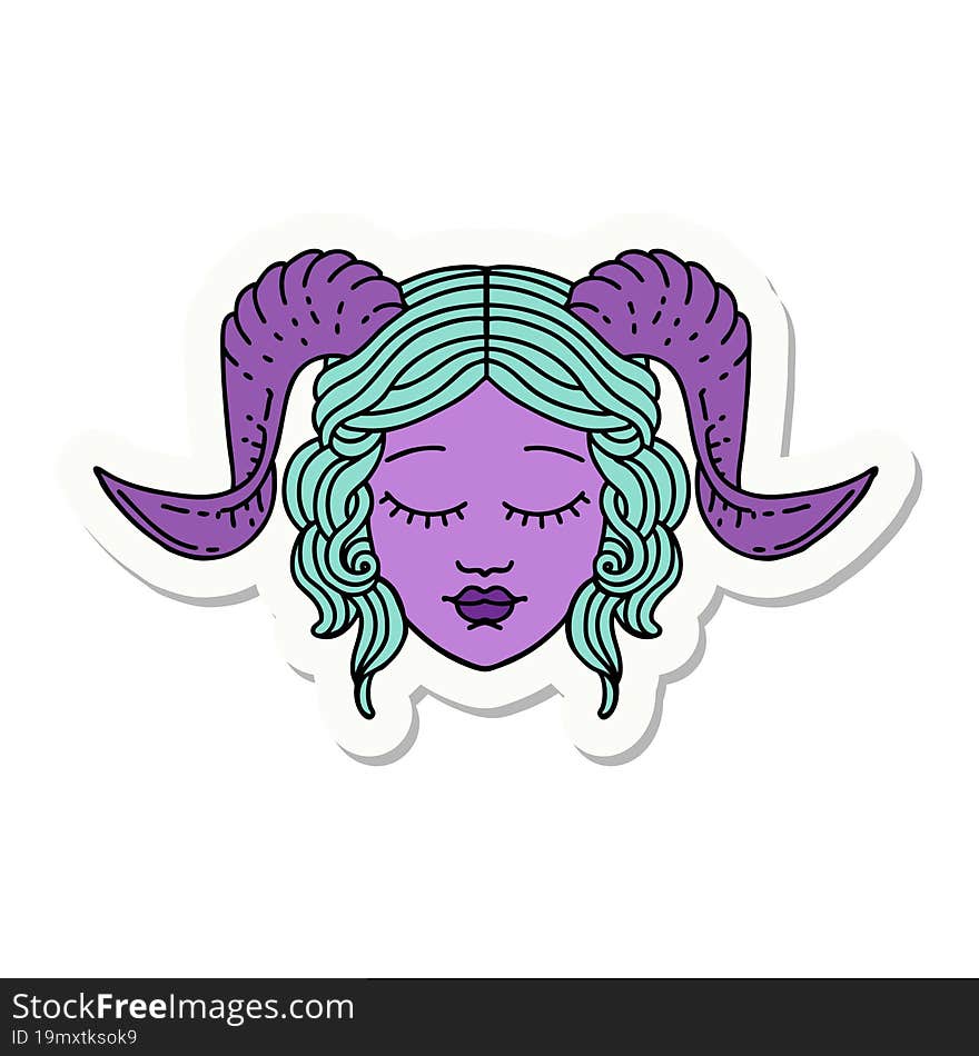 tiefling character face sticker