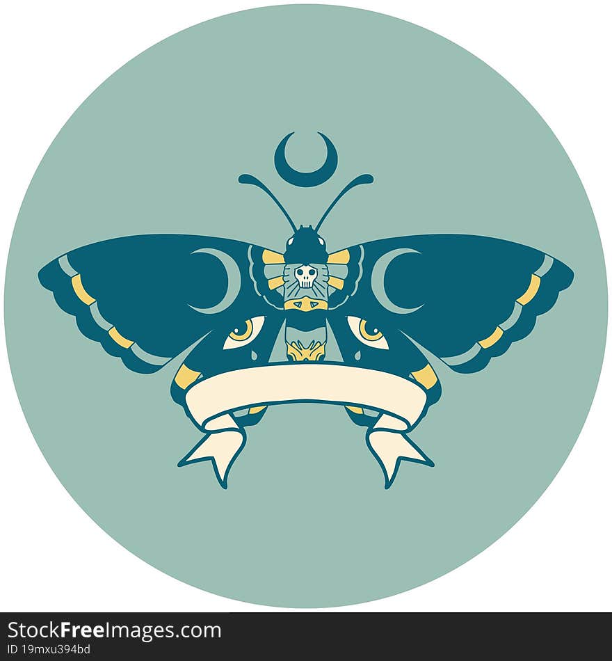 icon with banner of a moth