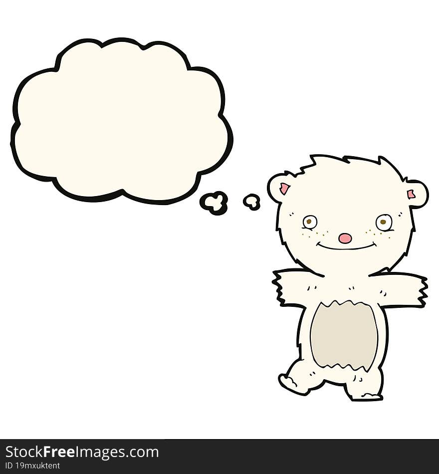 cartoon polar bear cub with thought bubble