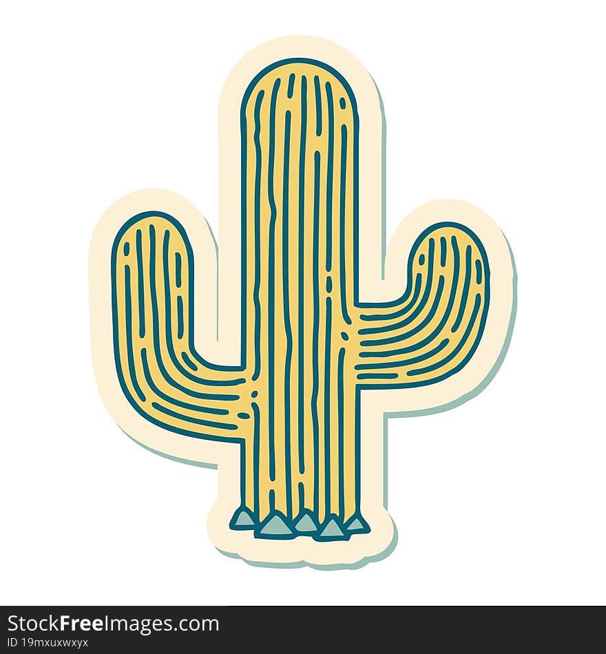 tattoo style sticker of a cactus