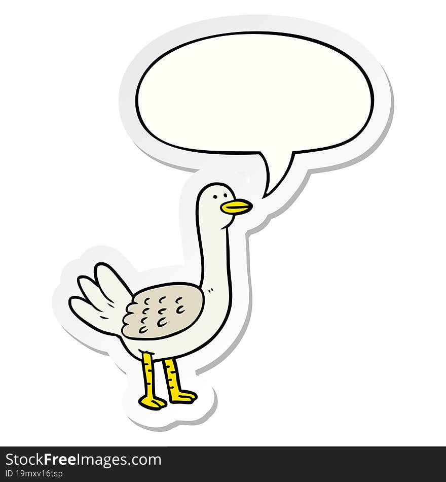 cartoon bird with speech bubble sticker. cartoon bird with speech bubble sticker