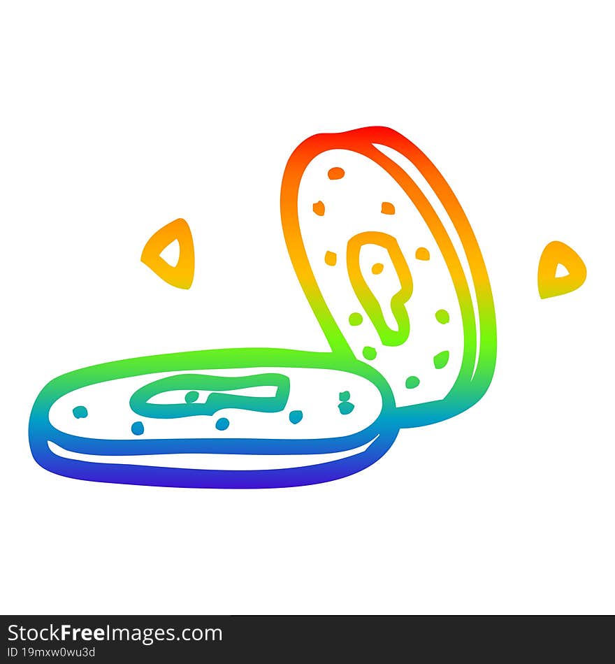 rainbow gradient line drawing cartoon money coins