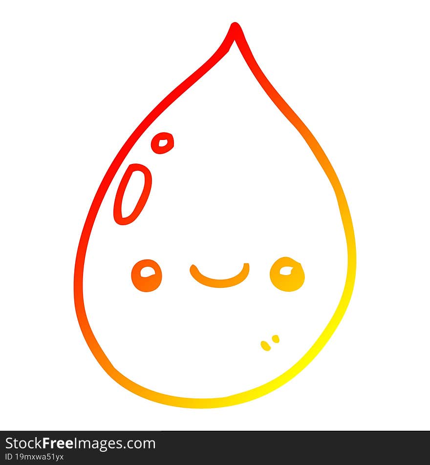 warm gradient line drawing of a cartoon raindrop