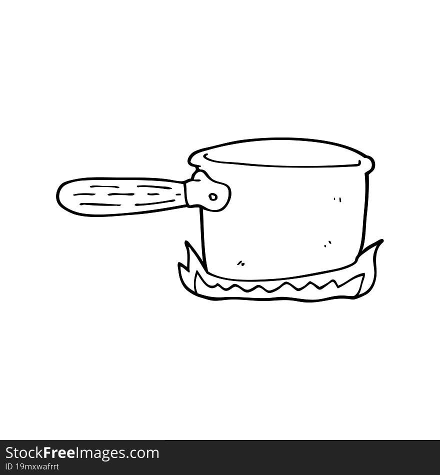 line drawing cartoon cooking pan