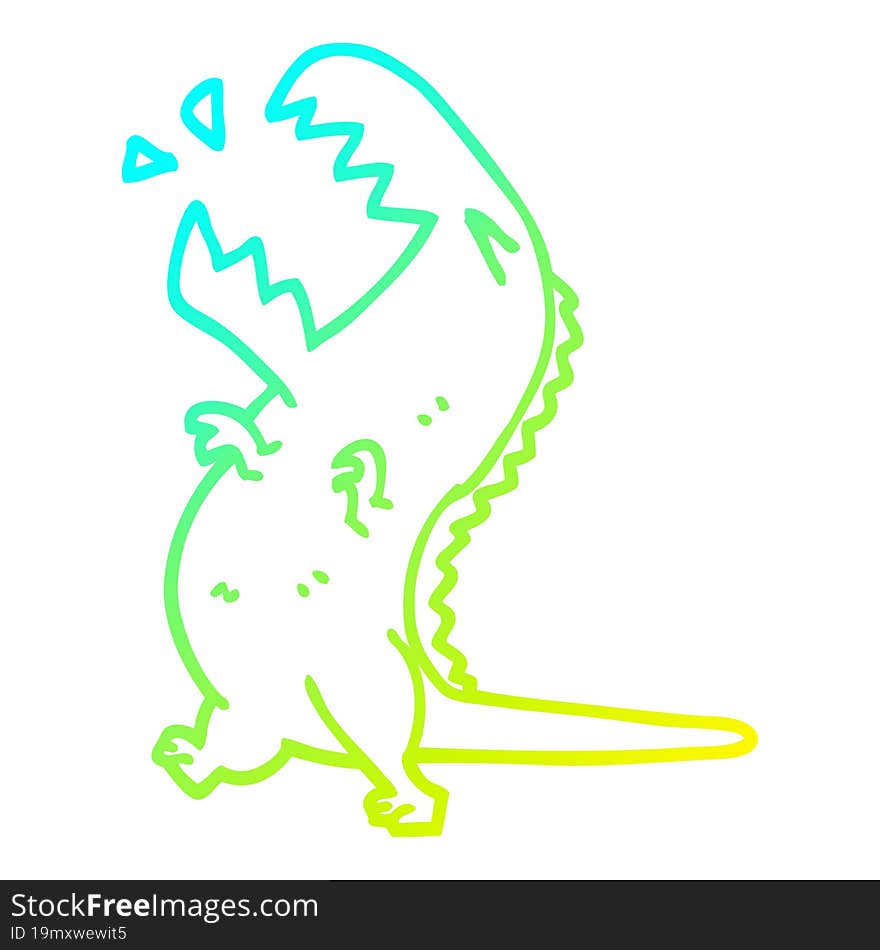 cold gradient line drawing cartoon roaring t rex