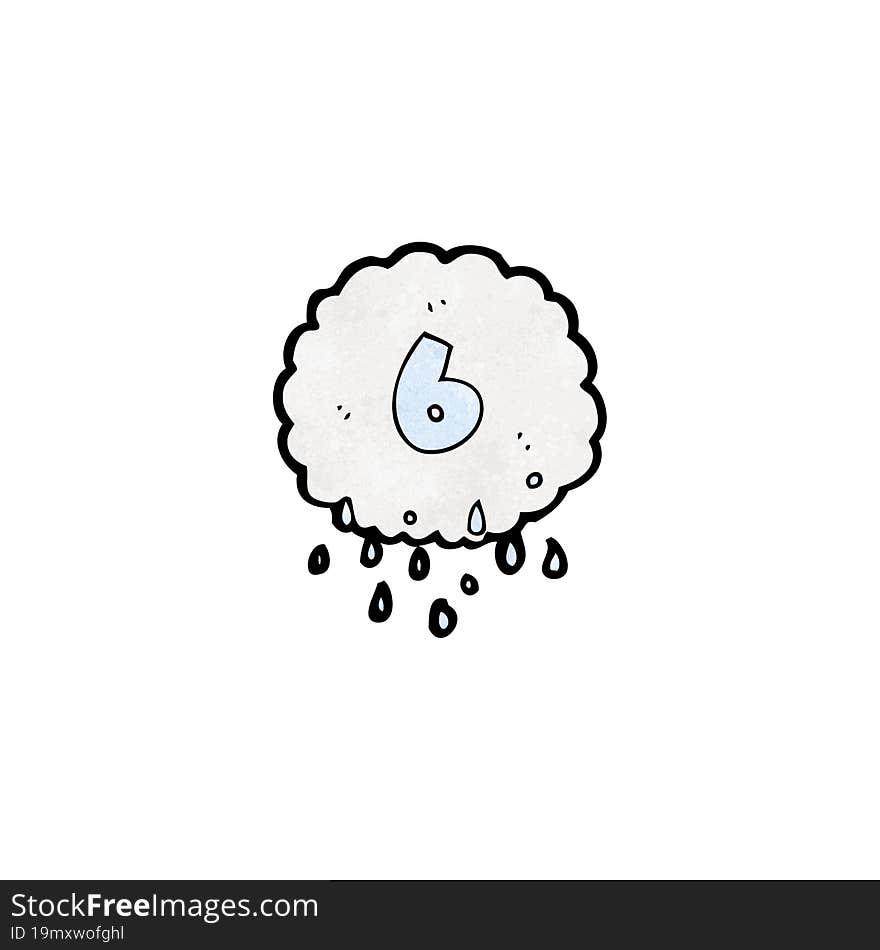 Cartoon Rain Cloud With Number Six