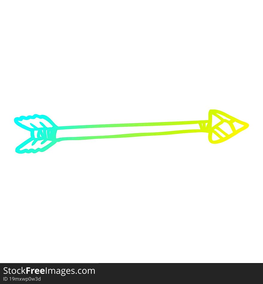 cold gradient line drawing cartoon arrow