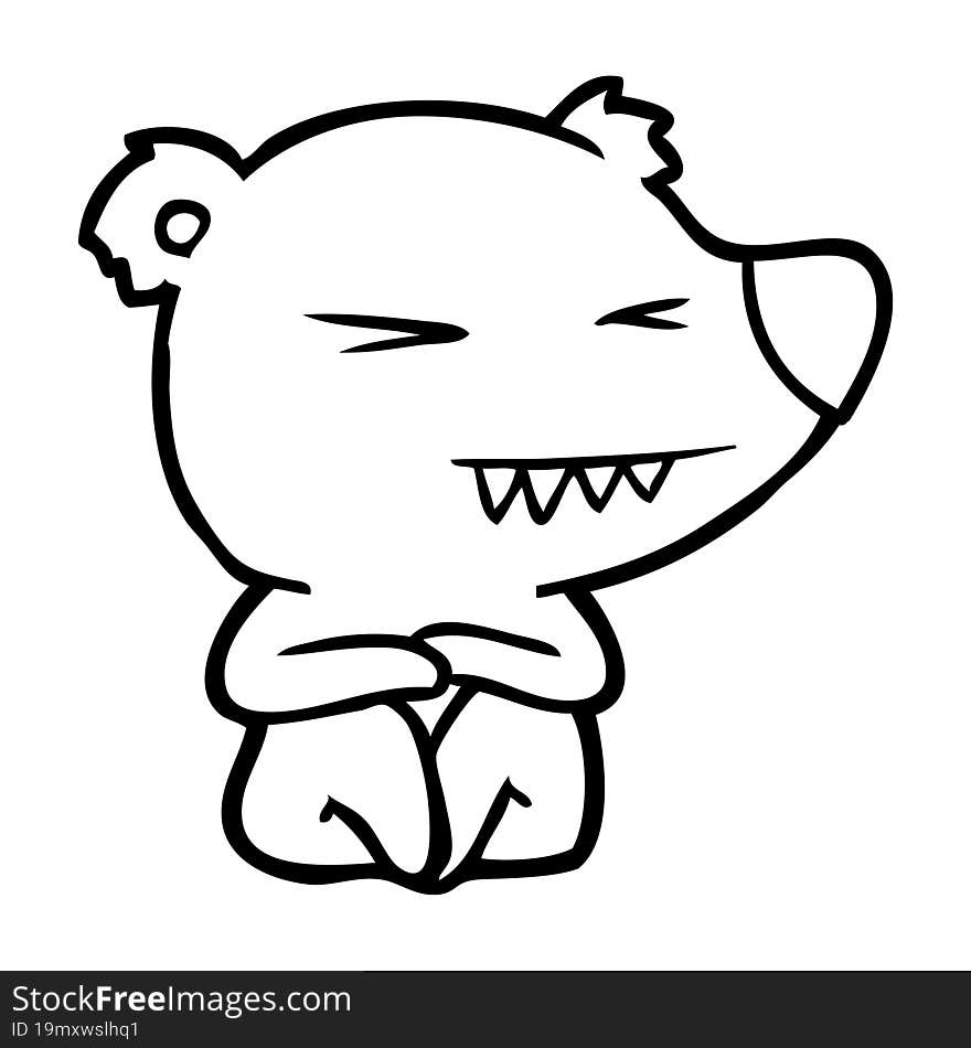 angry polar bear cartoon sitting. angry polar bear cartoon sitting