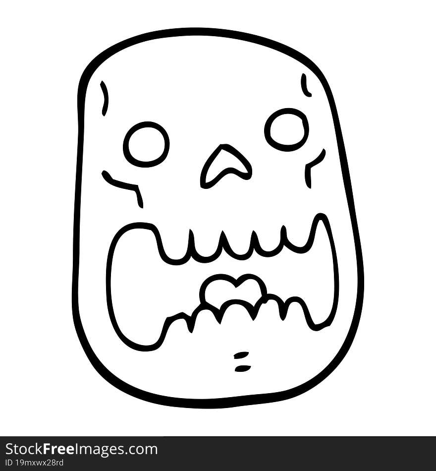 line drawing cartoon halloween skull