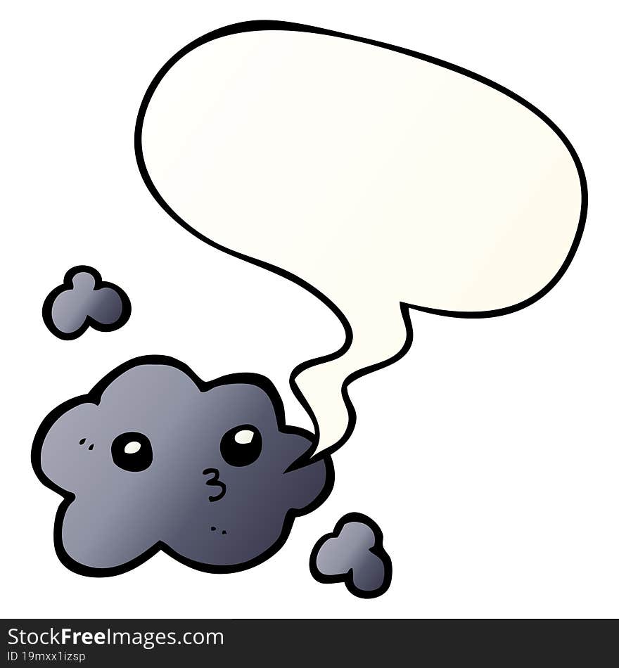 cute cartoon cloud and speech bubble in smooth gradient style