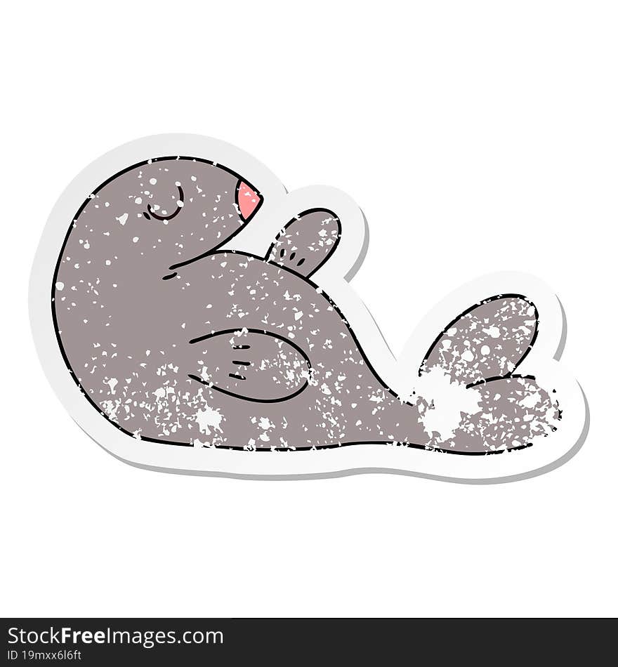 Distressed Sticker Of A Quirky Hand Drawn Cartoon Seal