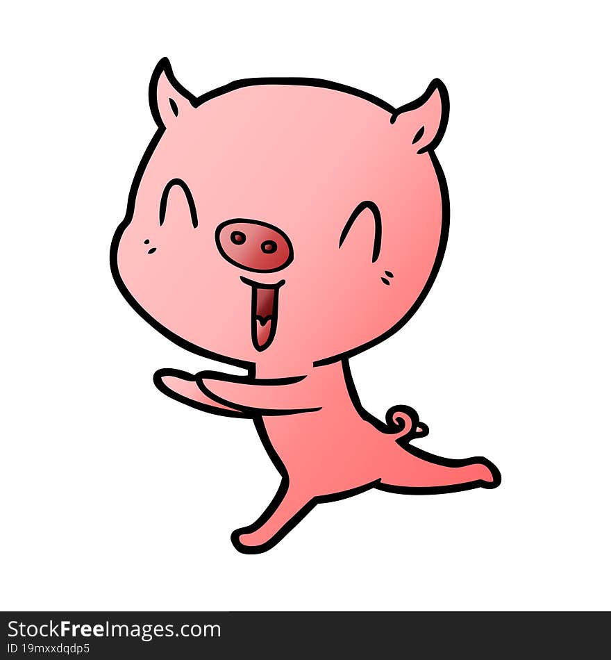 happy cartoon pig running. happy cartoon pig running