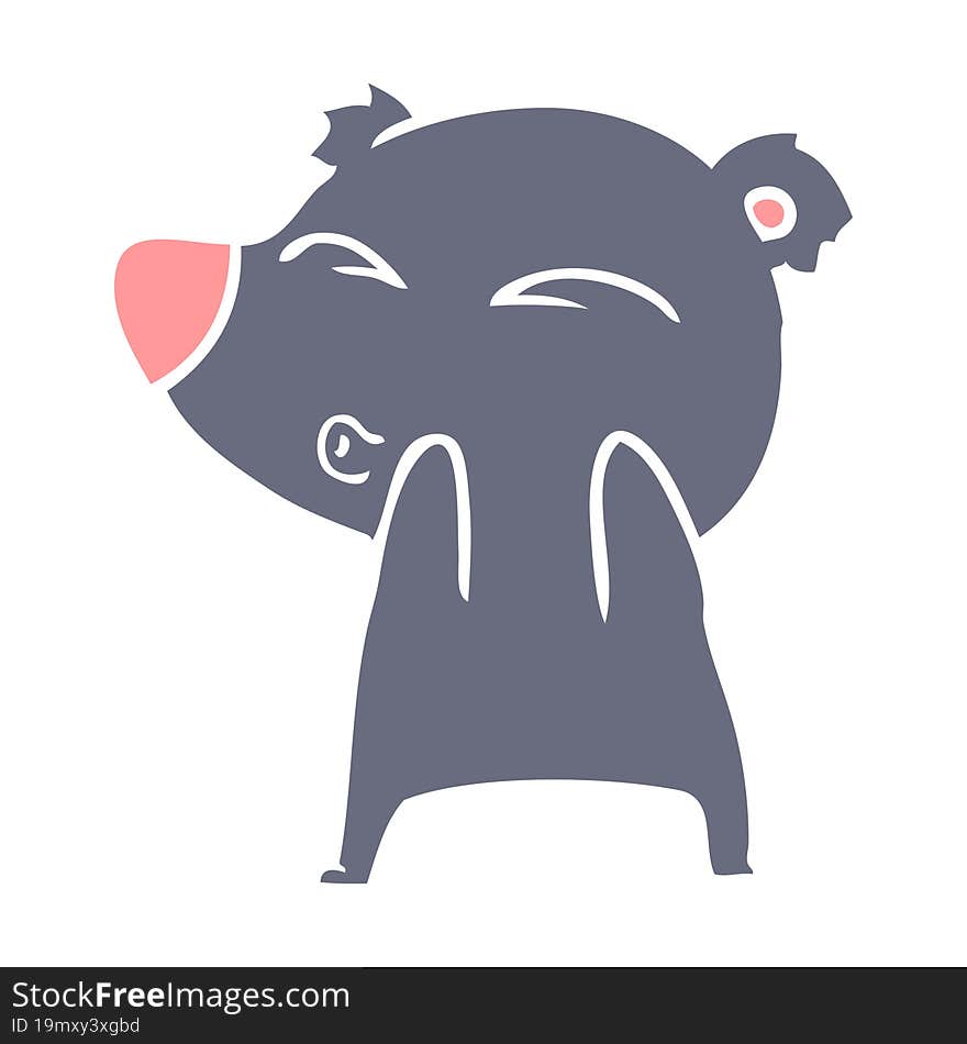 flat color style cartoon whistling bear