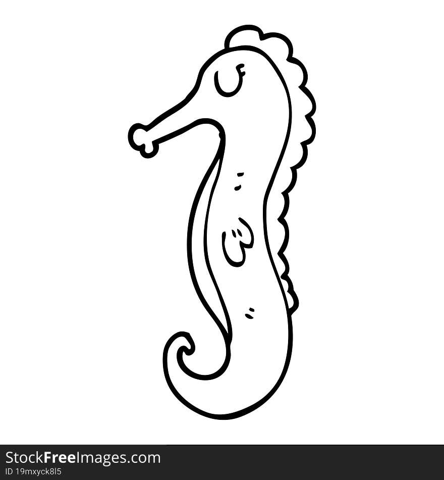 line drawing cartoon sea horse