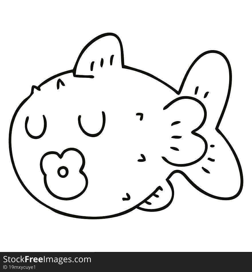 quirky line drawing cartoon fish