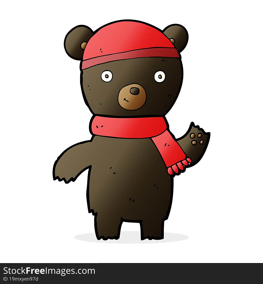 Cartoon Waving Black Bear