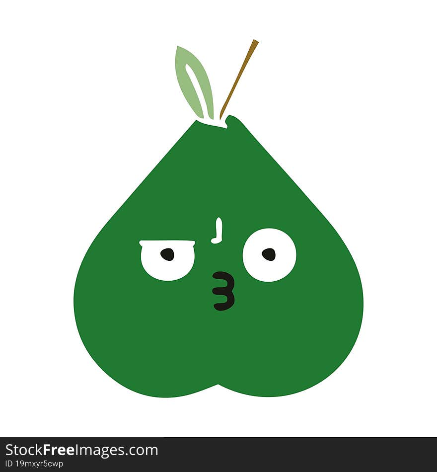 flat color retro cartoon pear