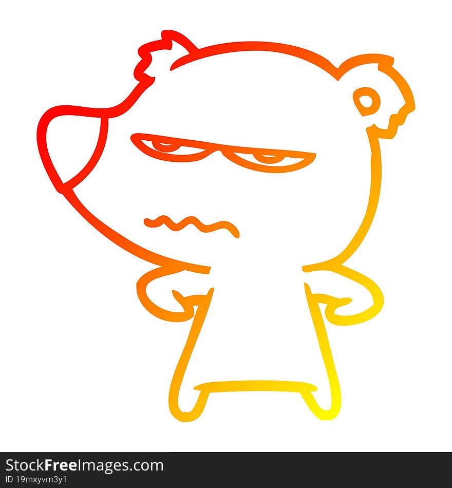 warm gradient line drawing angry bear polar cartoon