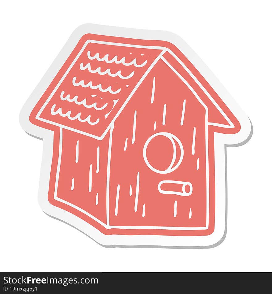 cartoon sticker of a wooden bird house
