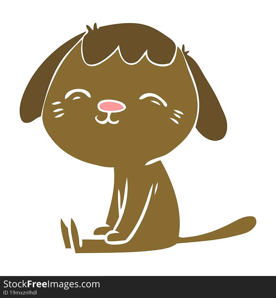 Happy Flat Color Style Cartoon Dog Sitting