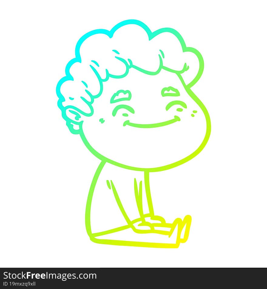 cold gradient line drawing cartoon friendly man