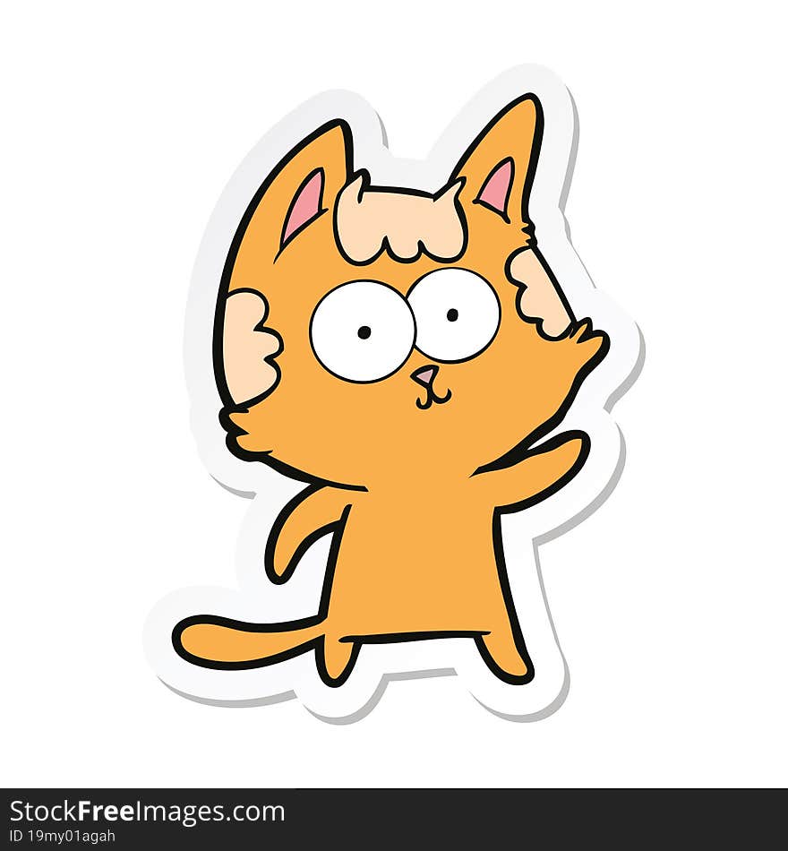 sticker of a happy cartoon cat