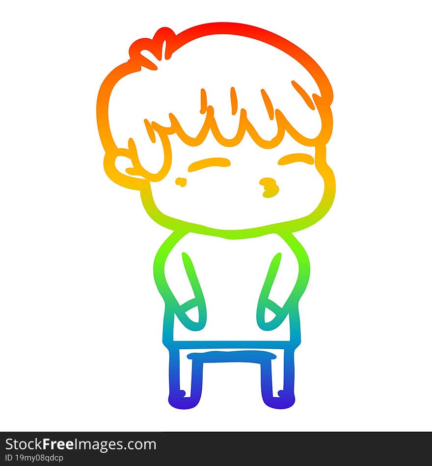 rainbow gradient line drawing cartoon curious boy