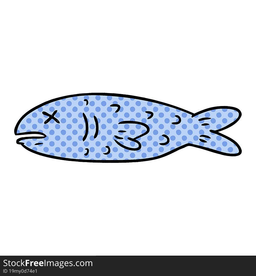 hand drawn cartoon doodle of a dead fish