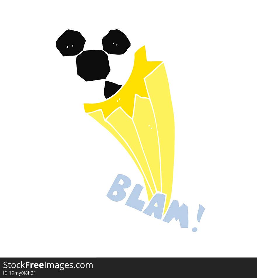 flat color style cartoon kicked soccer ball