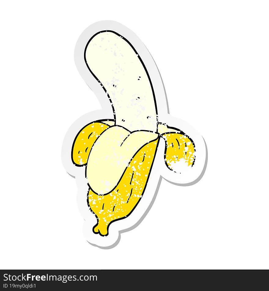 distressed sticker of a cartoon banana