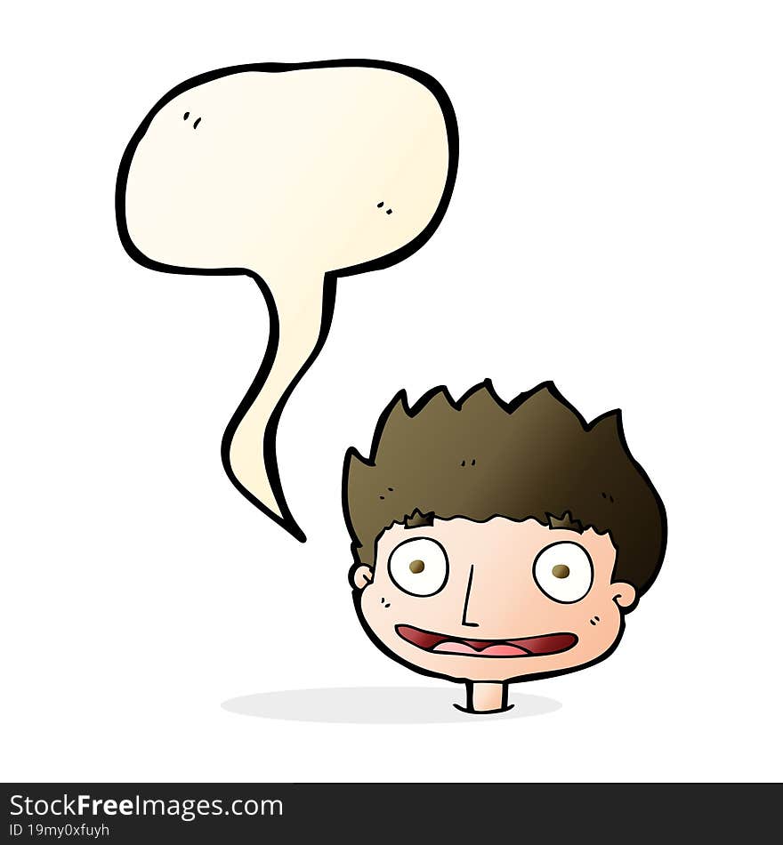 Cartoon Happy Boy With Speech Bubble