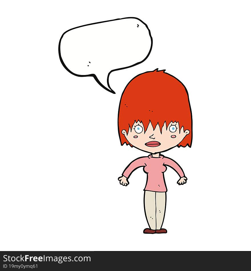 cartoon woman staring with speech bubble