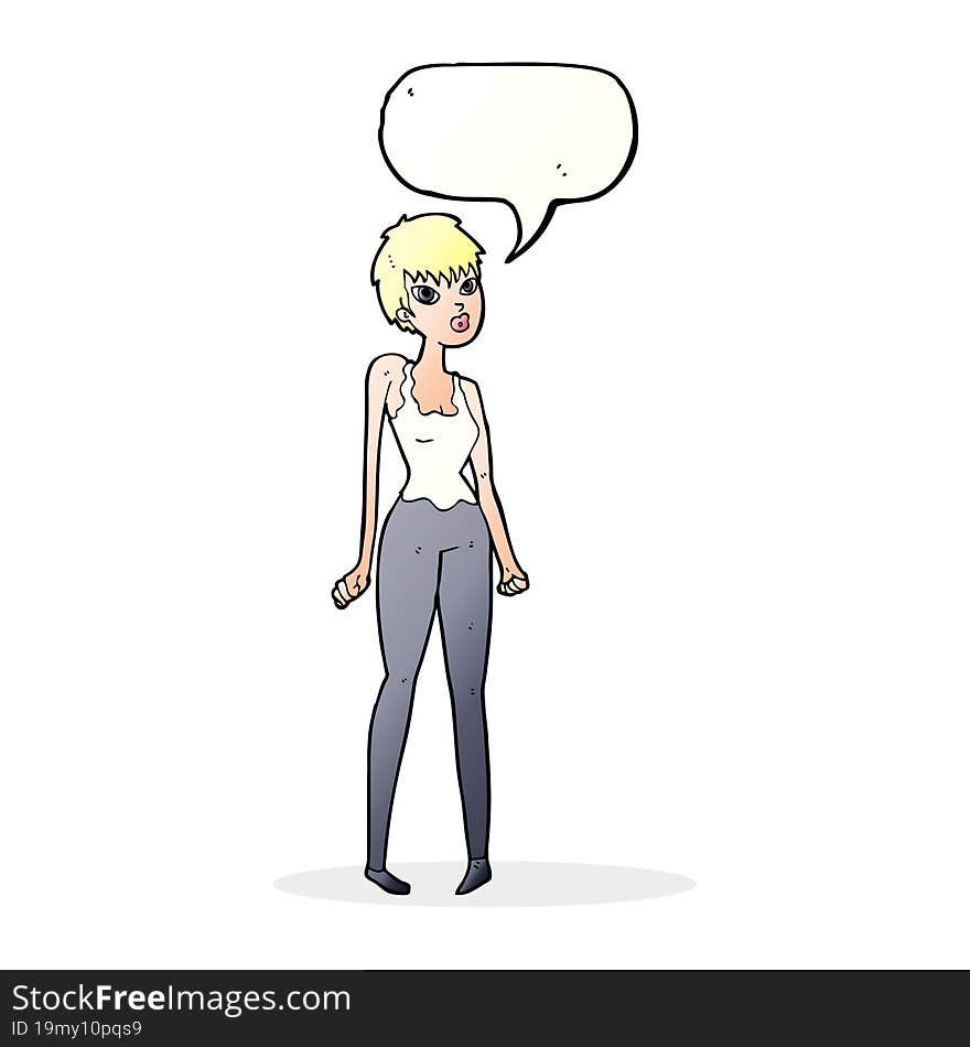 cartoon pretty woman  with speech bubble