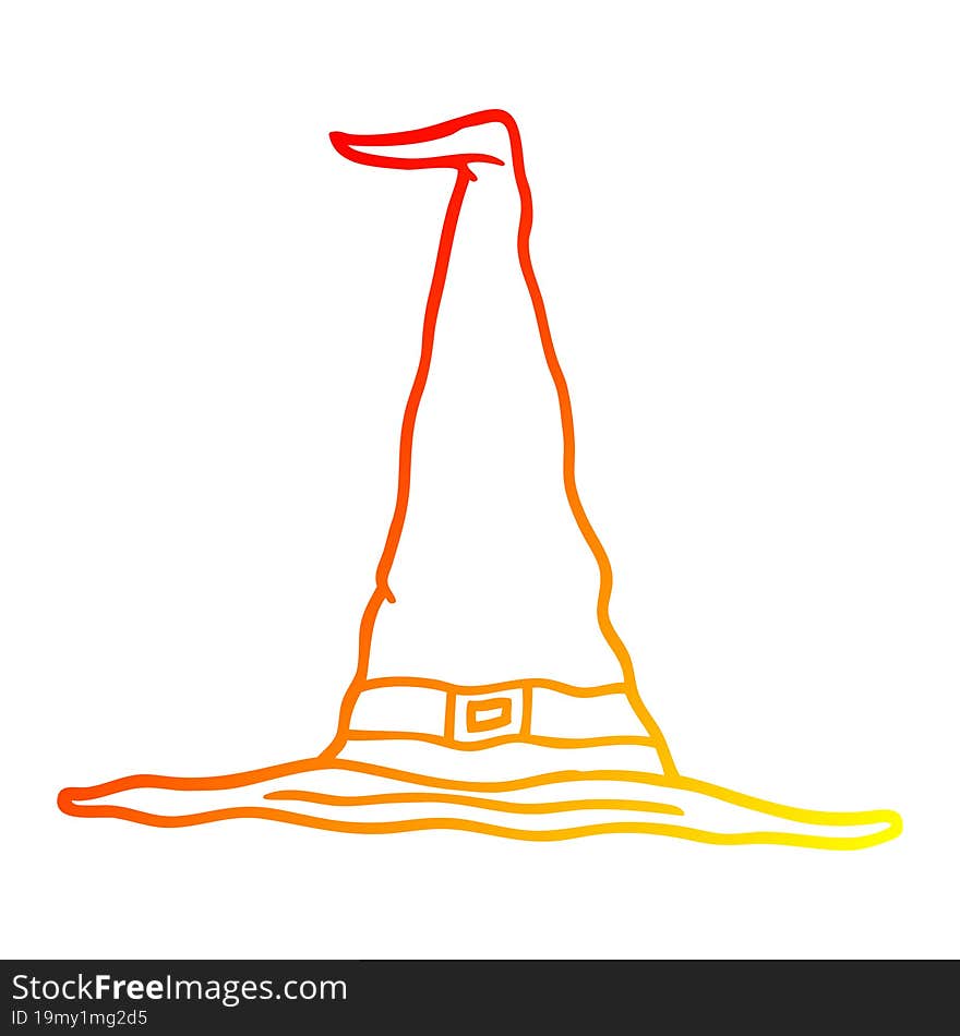 warm gradient line drawing cartoon witch hat