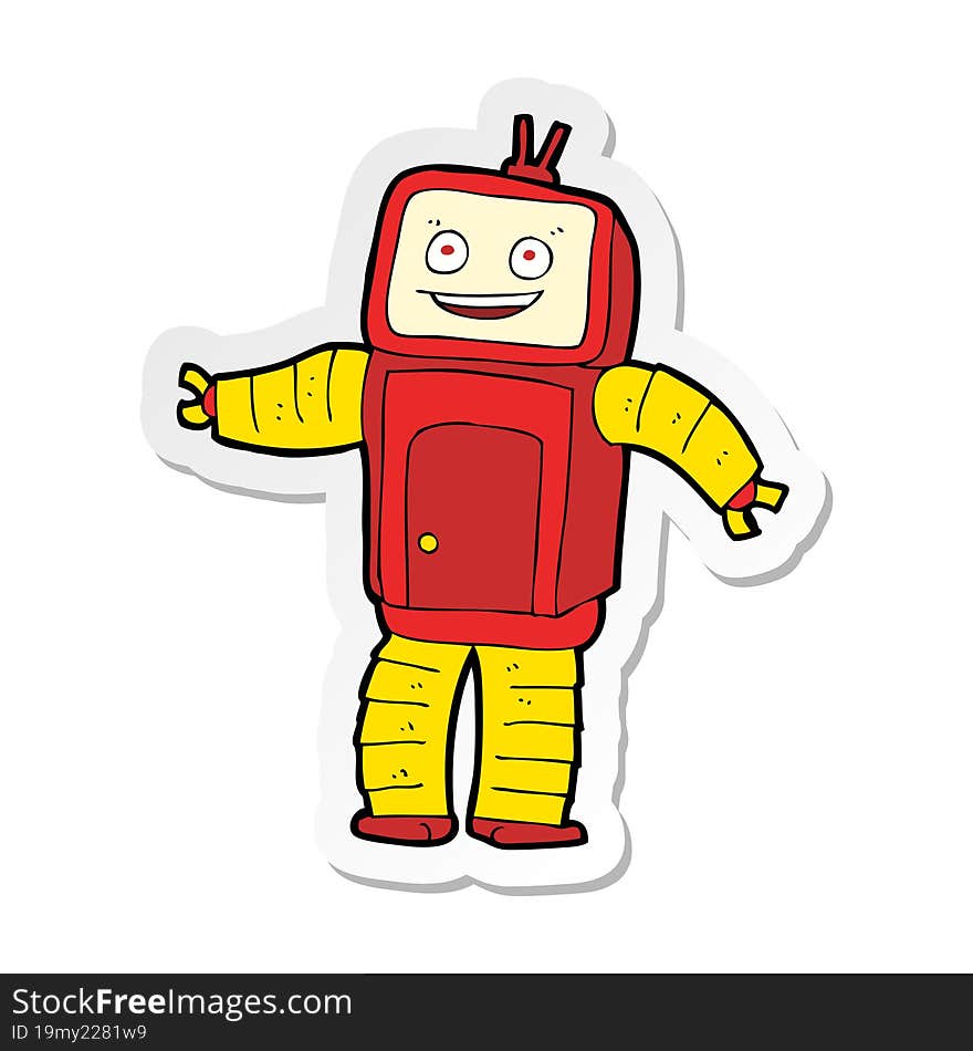 Sticker Of A Cartoon Funny Robot