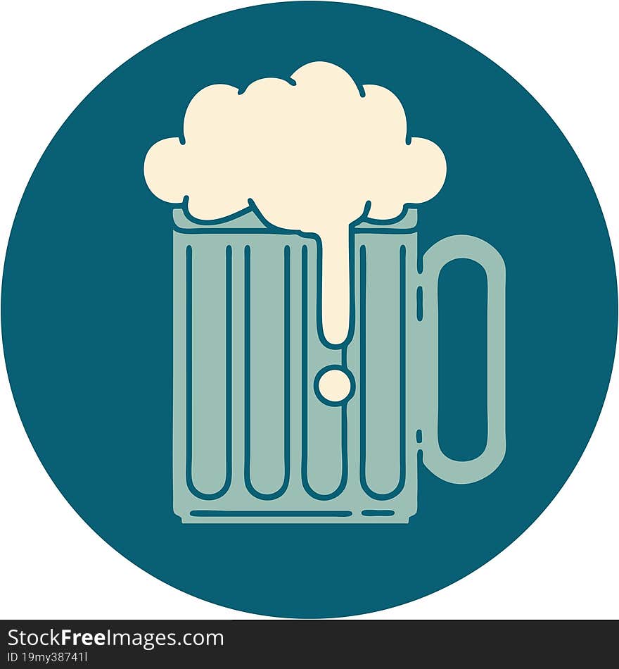 iconic tattoo style image of a beer tankard. iconic tattoo style image of a beer tankard